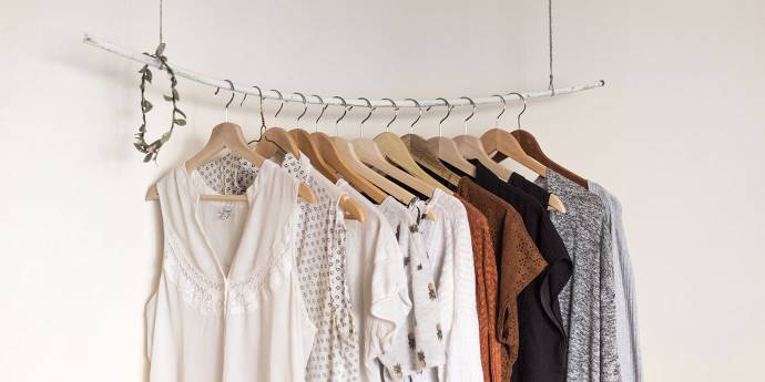 Clothes hanging on a rack